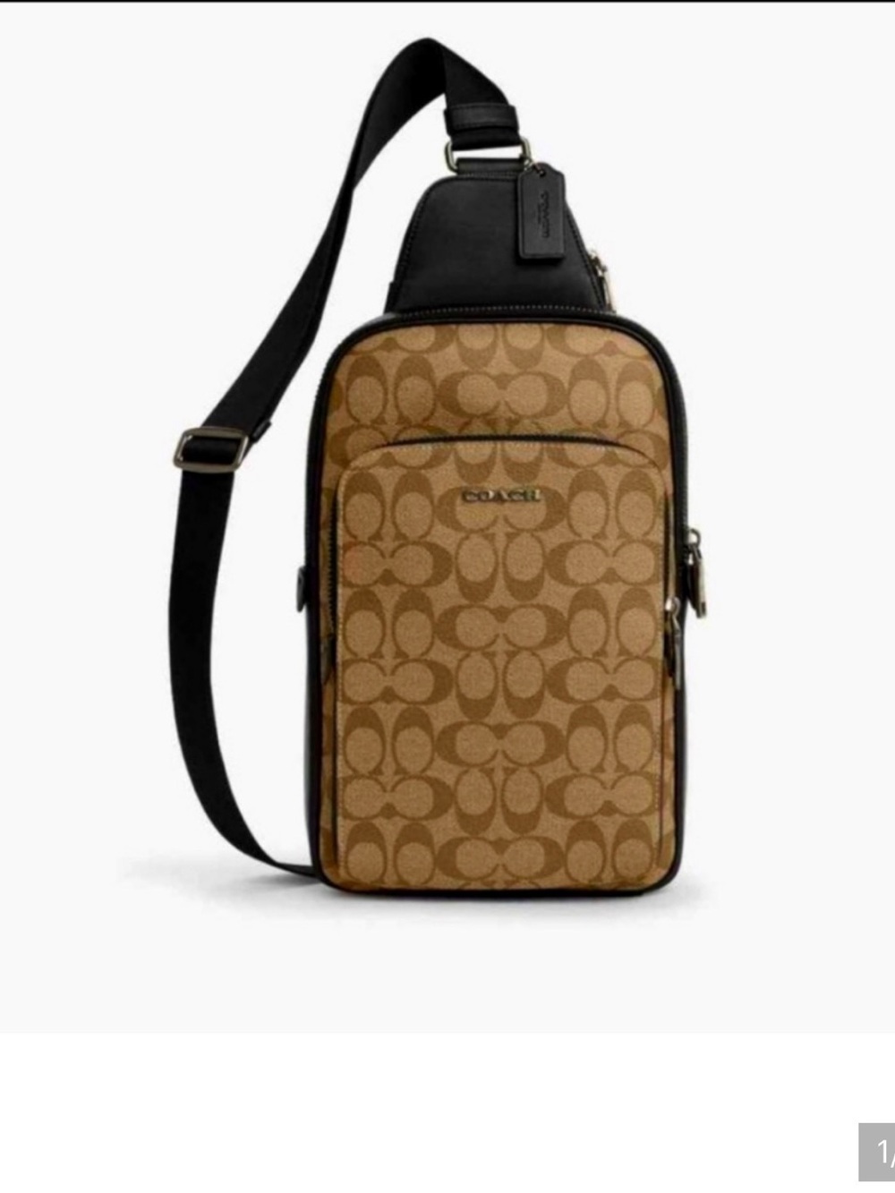 Coach Men's Ethan Sling Brown Signature  Canvas Leather Backpack Travel Bag